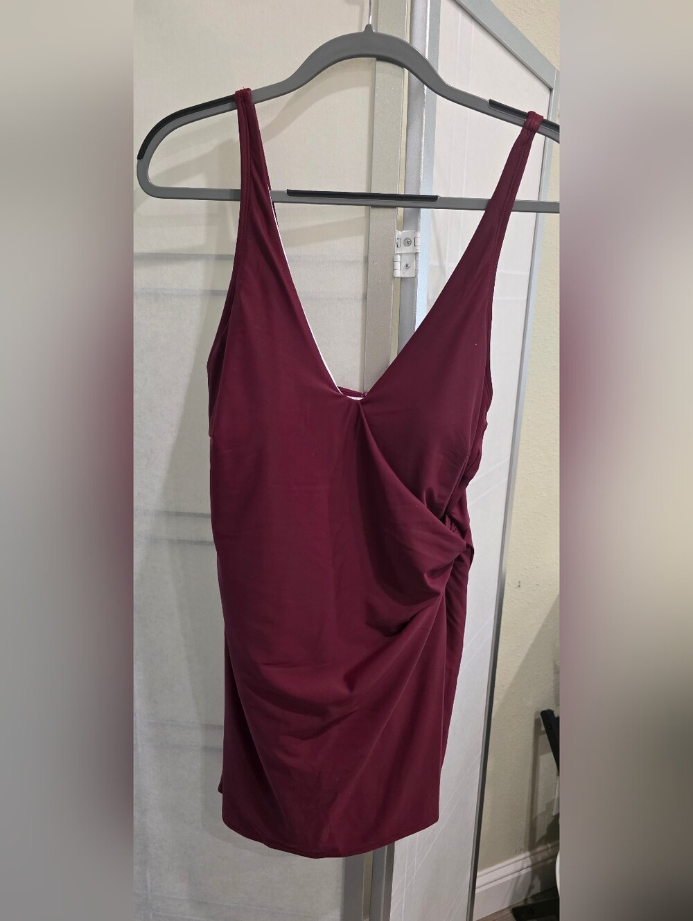 Calypsa Alana Wrap-Style Swim Dress in Wine (size L) NWT 82% OFF